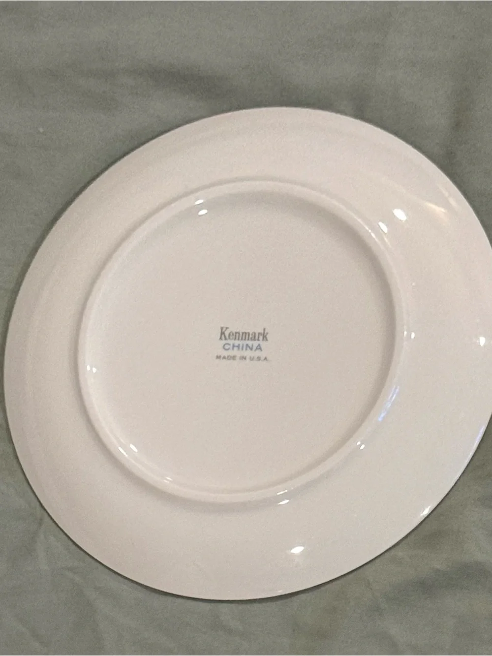 Kenmark KEM2 White 8” Salad Plate with Blue Floral Accent & Silver Rim set of 3